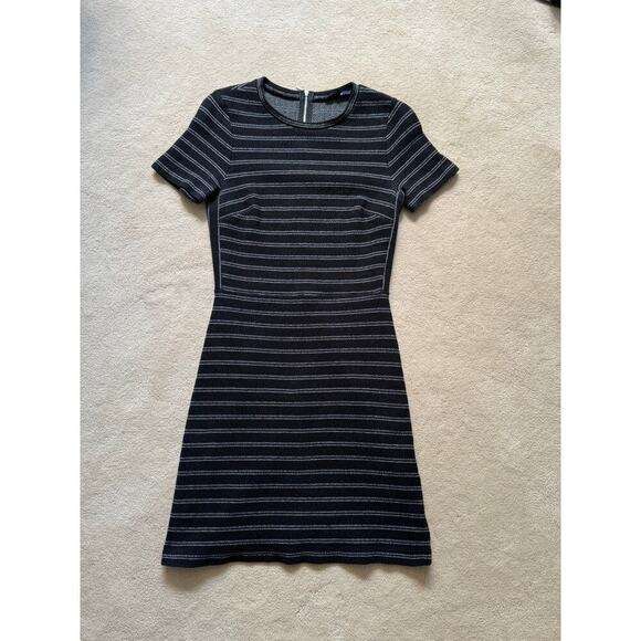 Madewell Black with White Stripes Upstage Midi Dress Size 2 - Picture 6 of 13